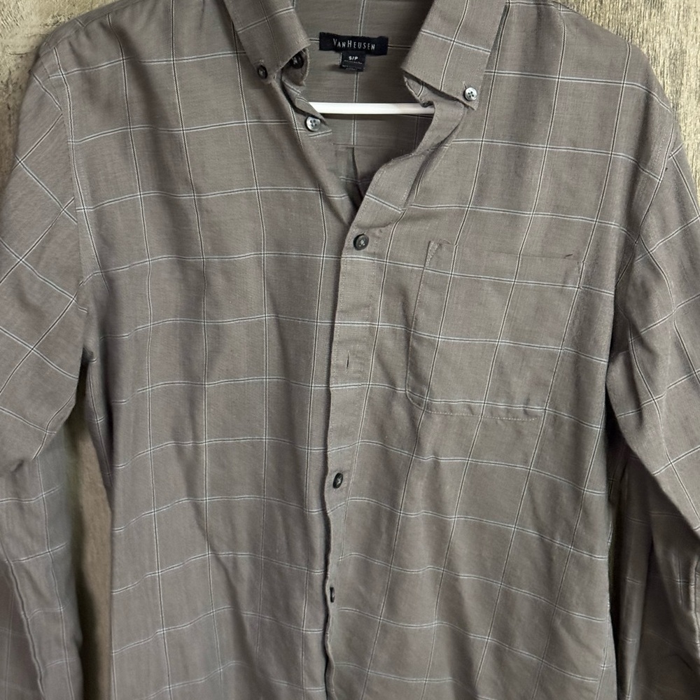 Van Heusen Men's Taupe Plaid Shirt